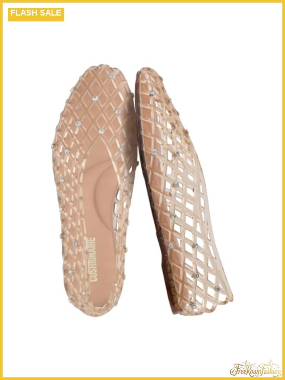 Crystal Jelly Ballet Flats for Women with Cushioned Footbed, Water Resistant